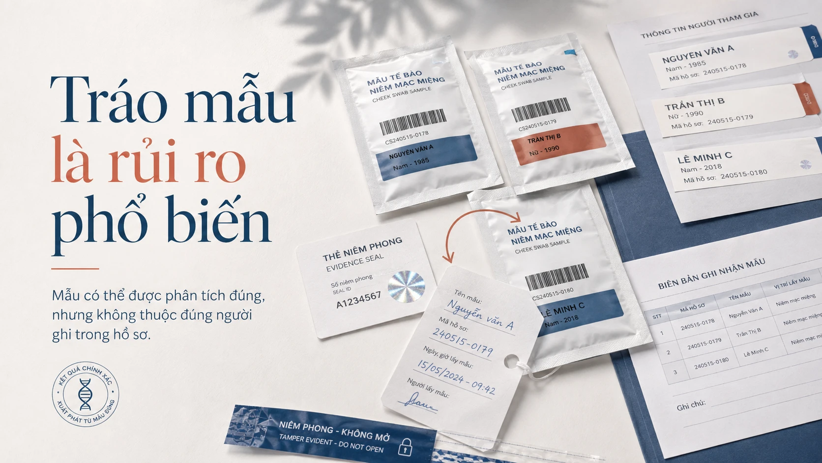 Tráo mẫu là rủi ro phổ biến trong xét nghiệm ADN