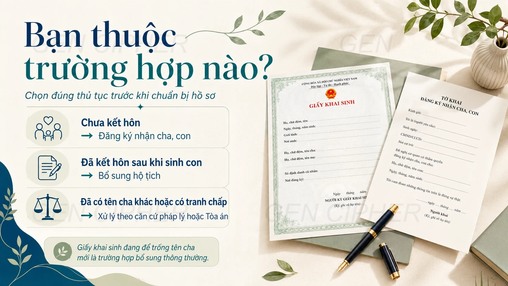 Minh họa cho trường hợp cha mẹ kết hôn sau khi con đã được khai sinh