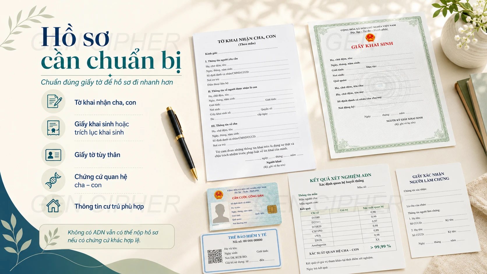 Minh họa cho việc chuẩn bị chứng cứ quan hệ cha – con