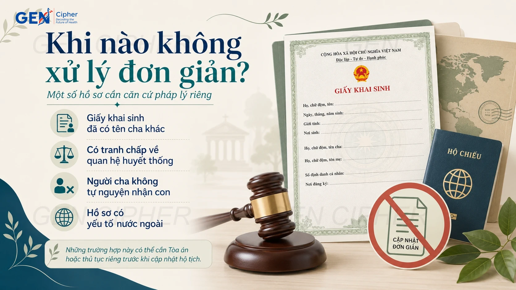 Minh họa cho trường hợp giấy khai sinh đã ghi tên một người cha khác