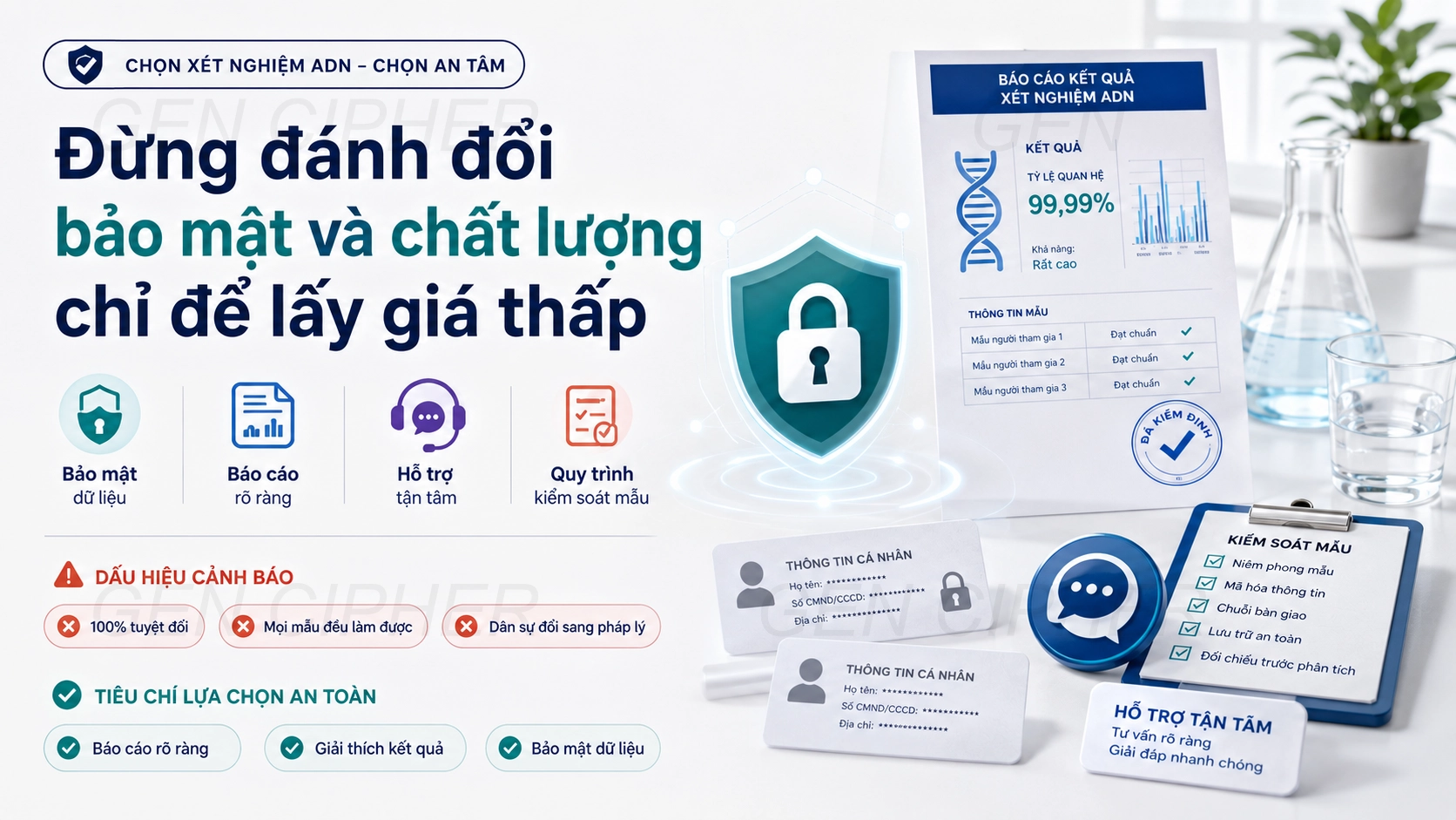 Không đánh đổi bảo mật và chất lượng xét nghiệm ADN để lấy giá thấp