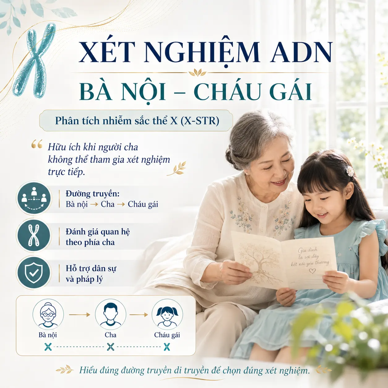 Xét nghiệm ADN bà nội – cháu gái bằng nhiễm sắc thể X