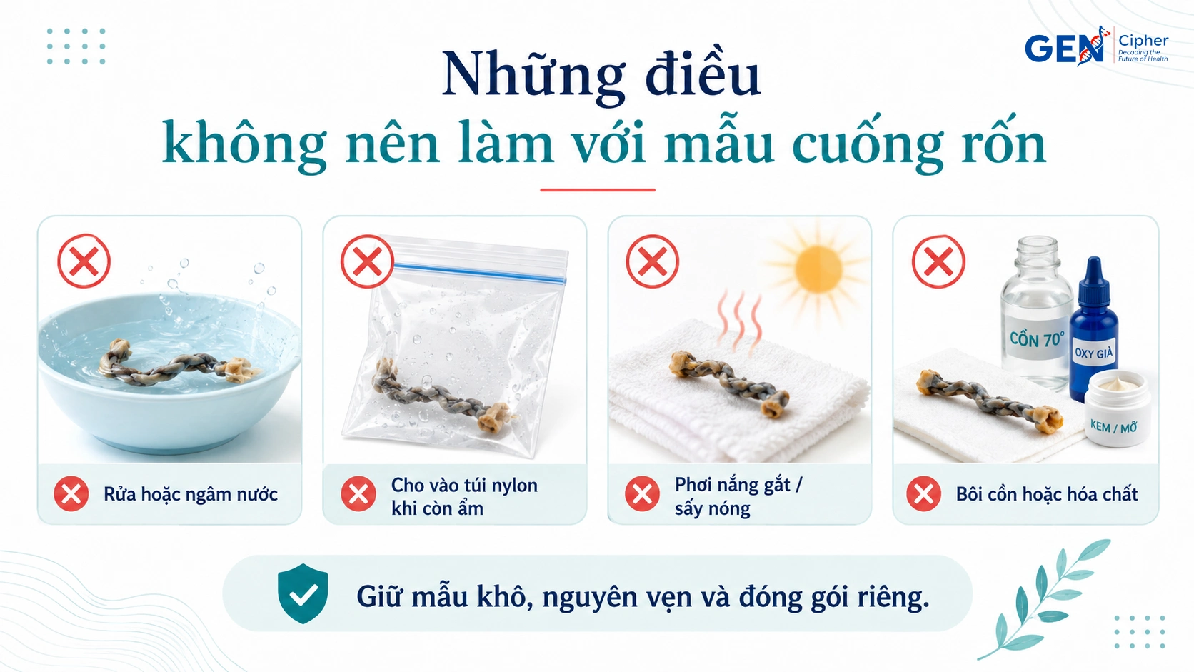 Những điều không nên làm với cuống rốn dùng xét nghiệm ADN