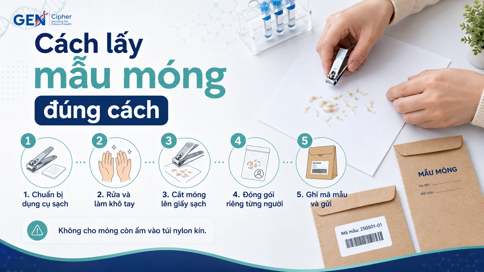 Xét nghiệm ADN bằng móng tay có độ tin cậy cao khi mẫu đạt yêu cầu