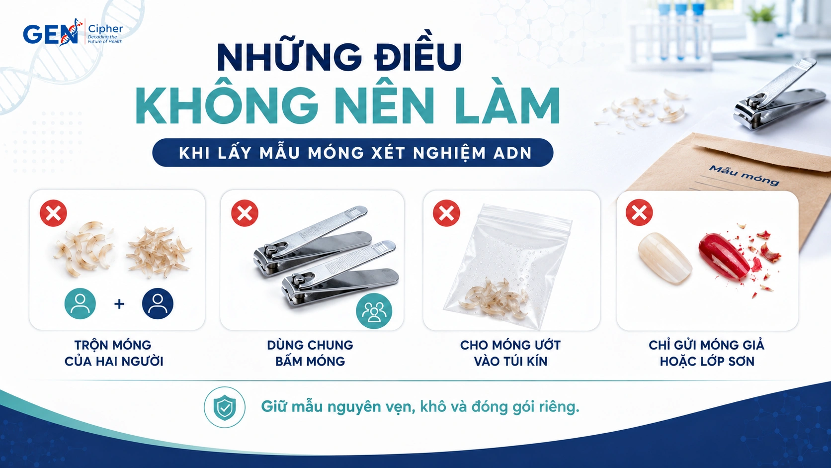 Những điều không nên làm khi lấy mẫu móng xét nghiệm ADN