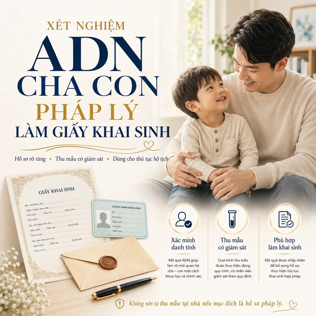 Xét nghiệm ADN cha con pháp lý làm giấy khai sinh: Hồ sơ, quy trình và chi phí