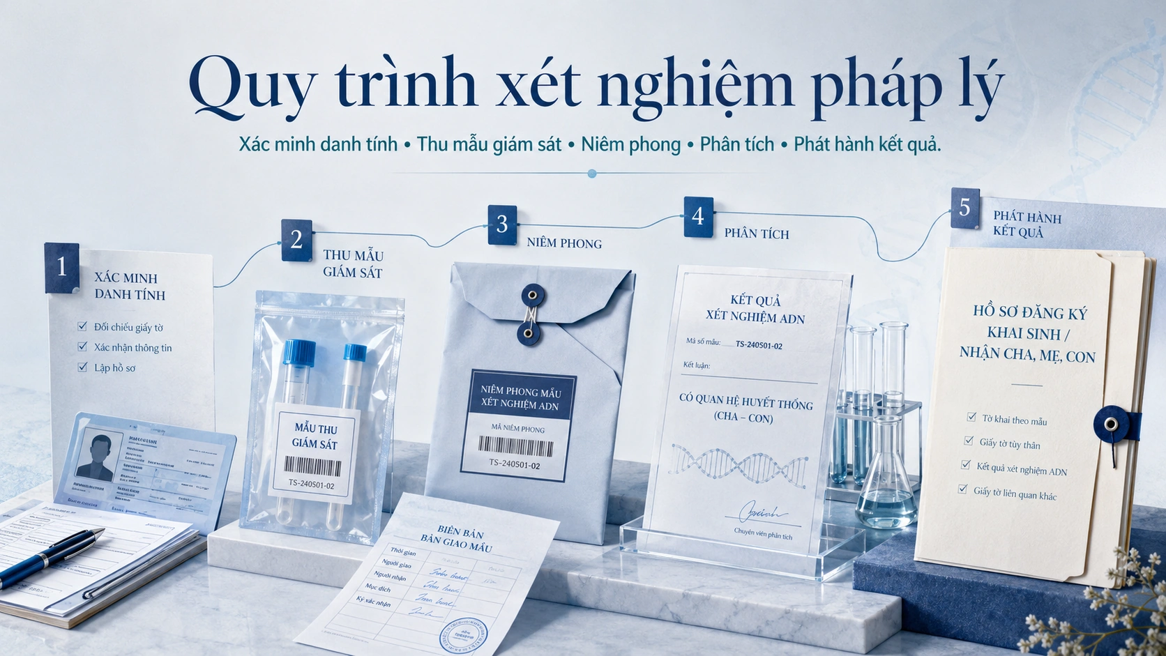 Quy trình xét nghiệm ADN pháp lý làm giấy khai sinh