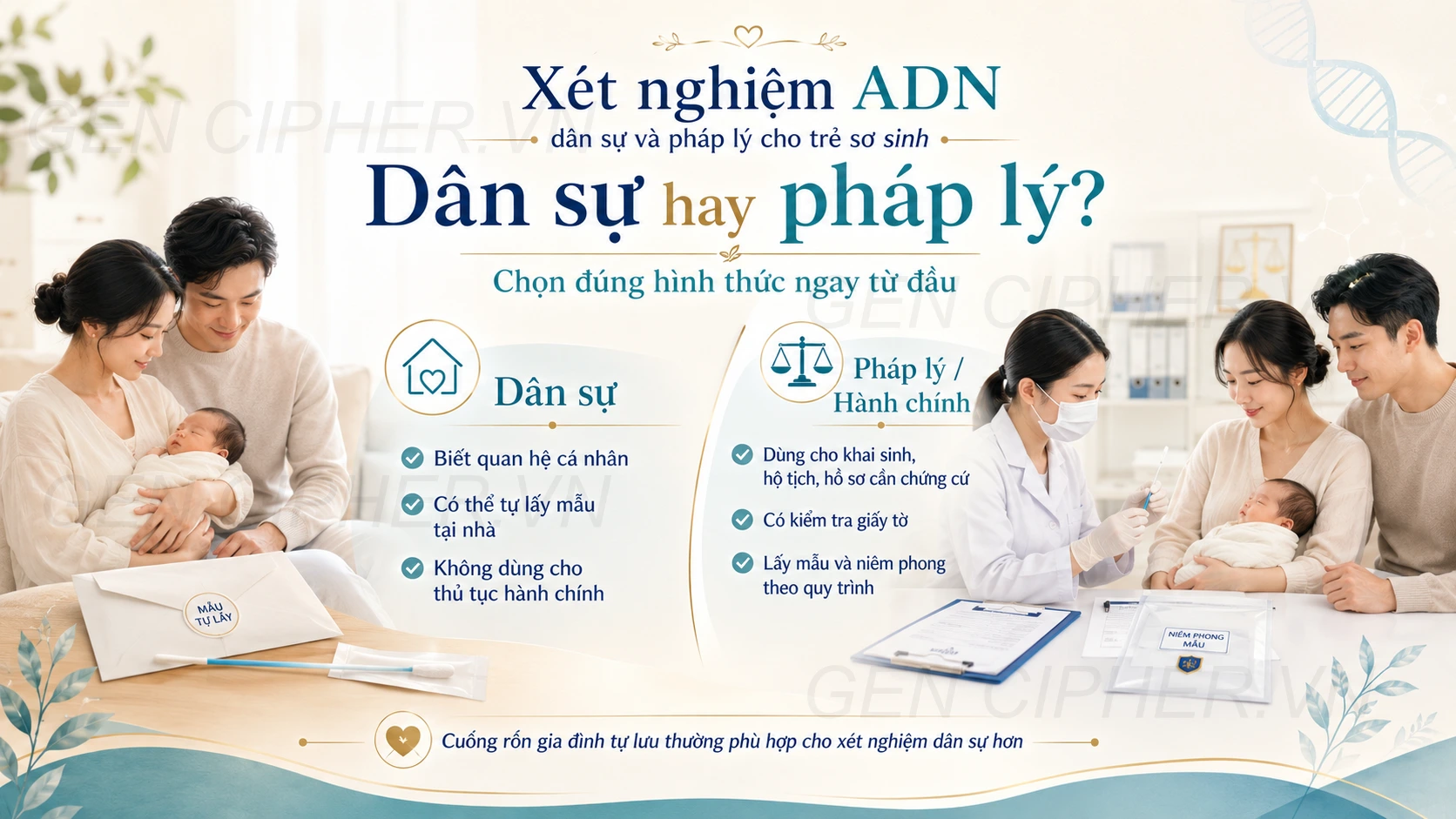 Minh họa cho xét nghiệm dân sự và pháp lý cho trẻ sơ sinh