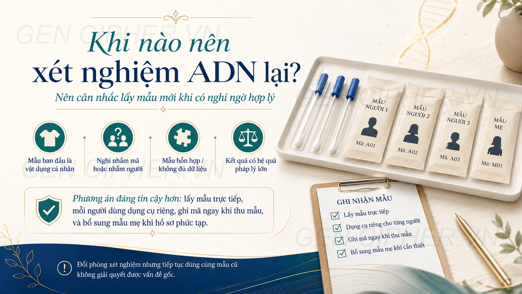 Minh họa cho bước 6: khi nào nên xét nghiệm adn lại?