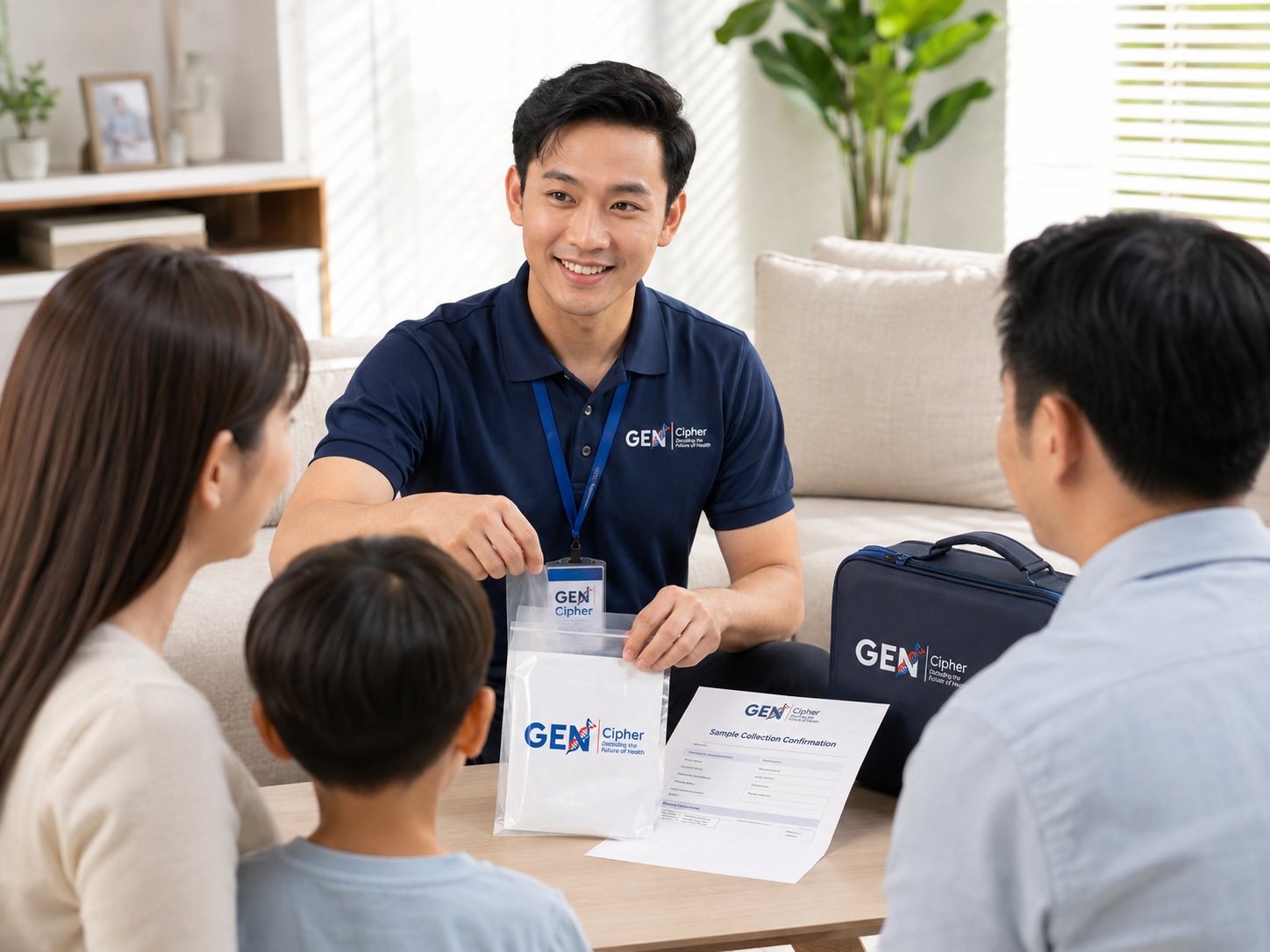 Nhân viên Gen Cipher ghi nhận mẫu và chuẩn bị hồ sơ thu mẫu