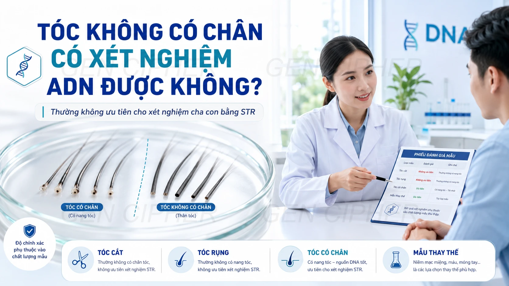 Banner bài viết Tóc không có chân có xét nghiệm ADN được không?
