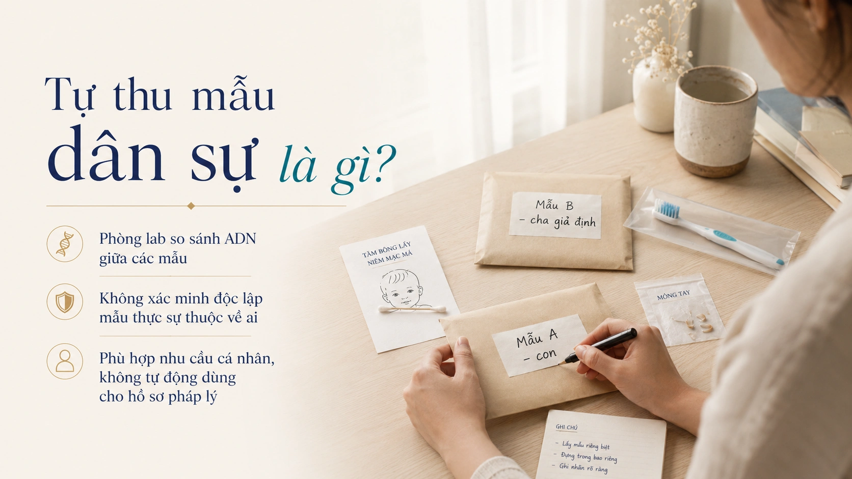 Tự thu mẫu cho xét nghiệm ADN dân sự