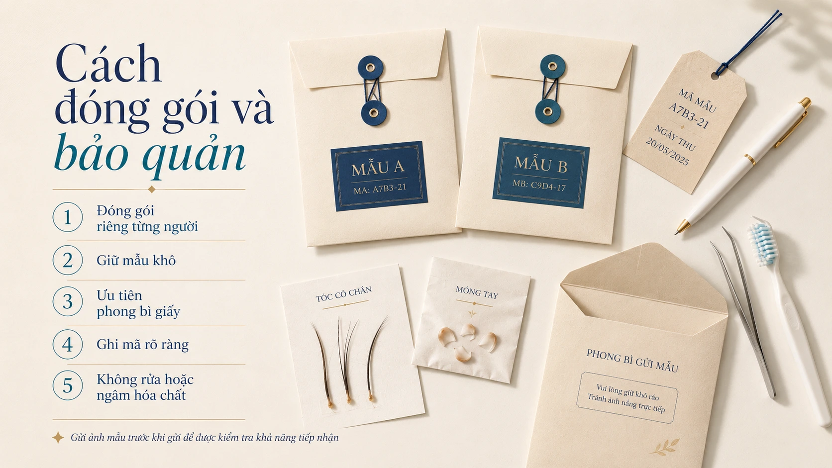 Cách đóng gói và bảo quản mẫu ADN tự thu