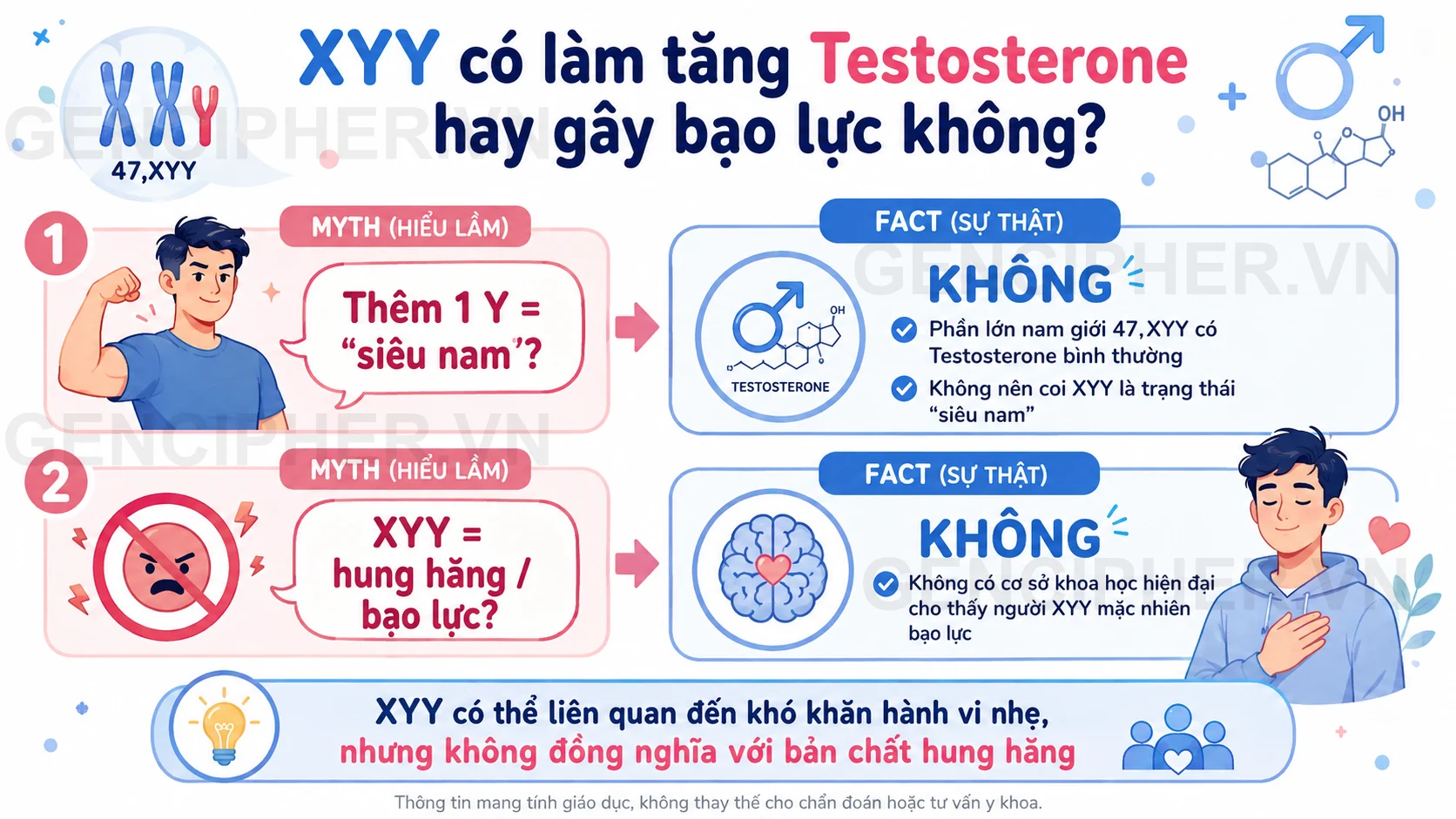 Minh họa XYY có làm tăng Testosterone hay ảnh hưởng giới tính không?
