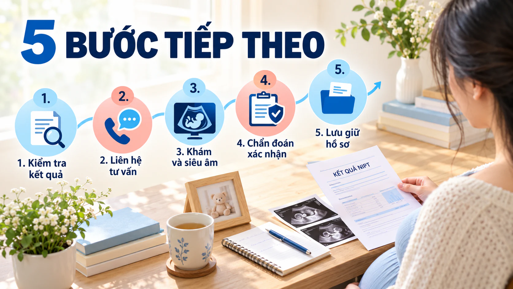Năm bước mẹ bầu nên thực hiện sau khi nhận kết quả NIPT nguy cơ cao