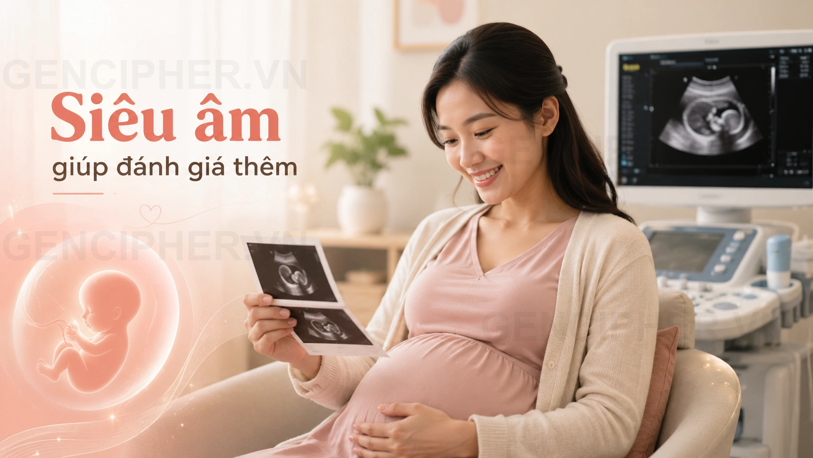 Minh họa Bước 4: Siêu âm đánh giá hình thái thai nhi