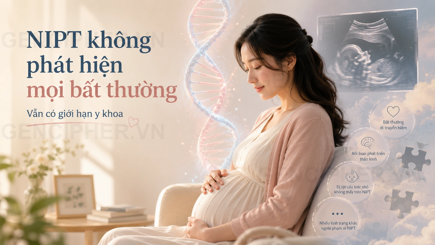 Minh họa 2. NIPT không thay thế siêu âm thai