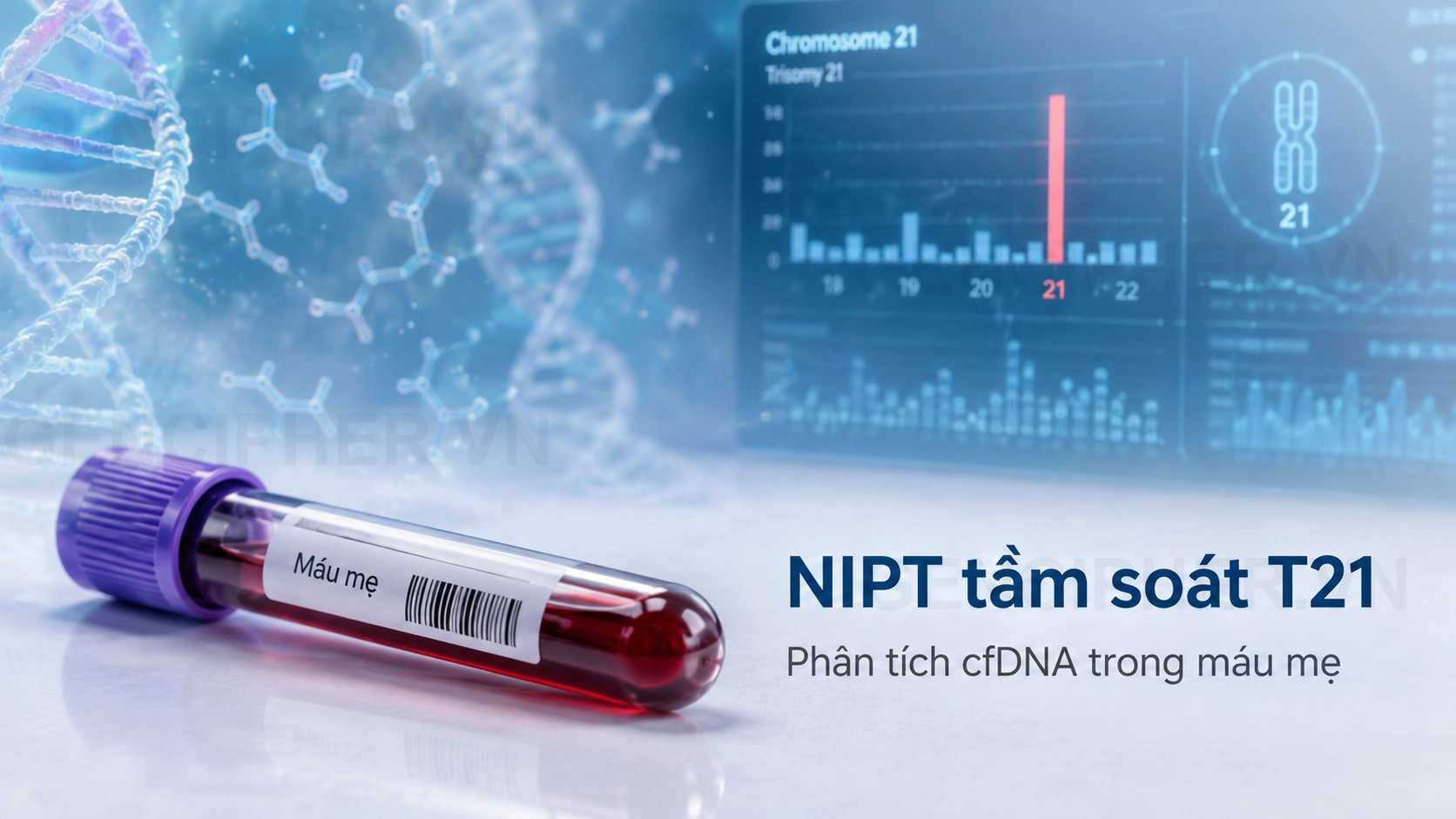 Minh họa 3. Nguyên lý NIPT sàng lọc Trisomy 21