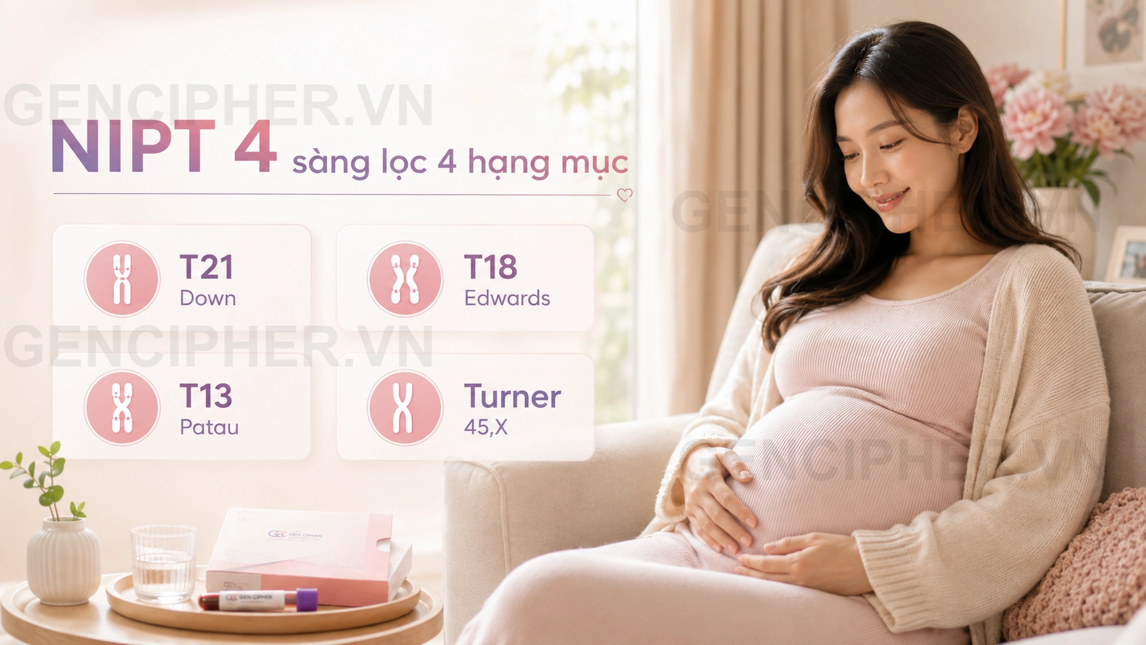 Minh họa NIPT Gencare 4 sàng lọc những bất thường nào?