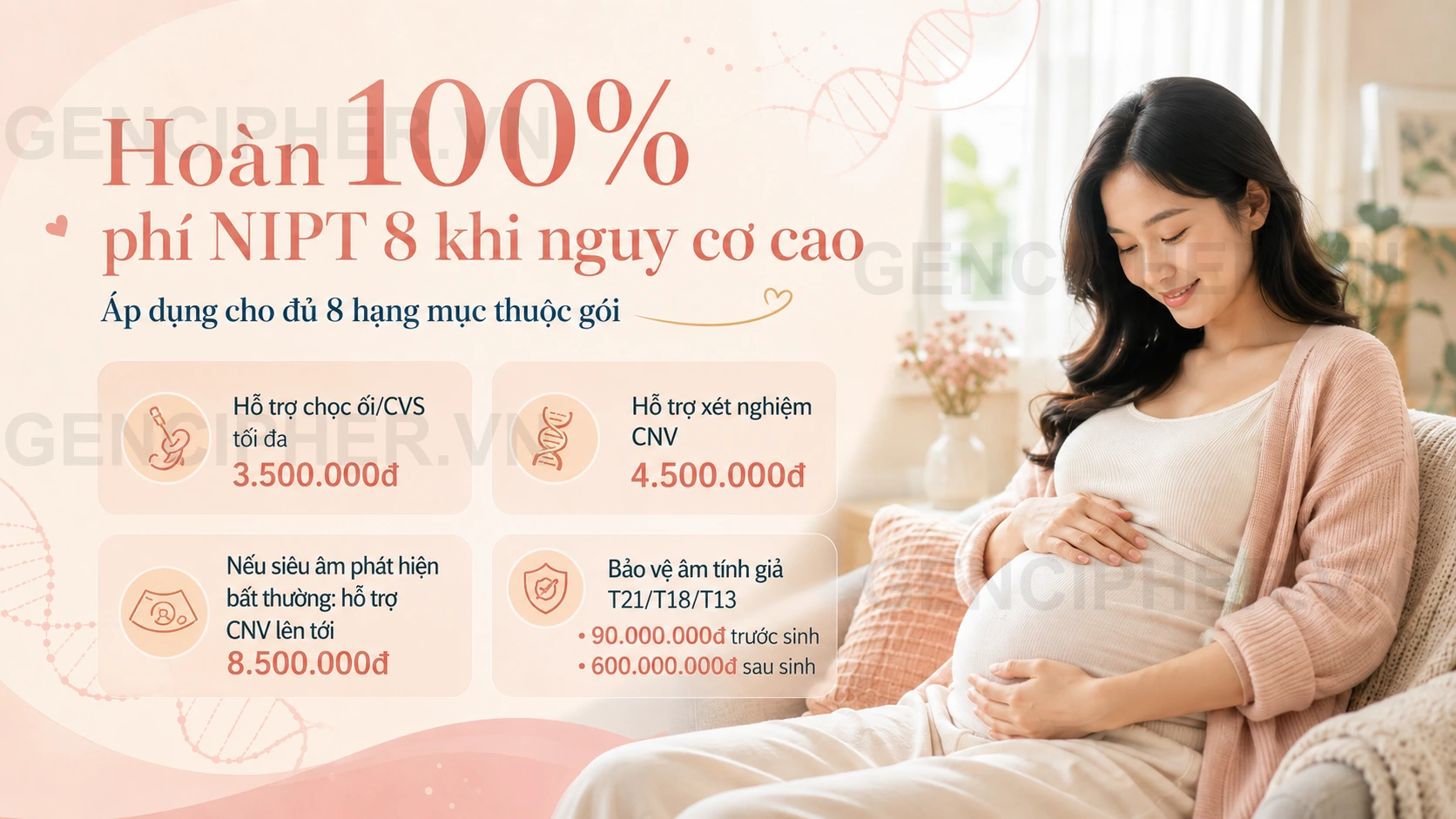 Minh họa Hoàn 100% phí NIPT khi có kết quả Nguy cơ cao